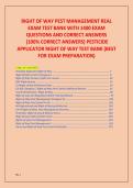 RIGHT OF WAY PEST MANAGEMENT REAL EXAM TEST BANK WITH 1400 EXAM QUESTIONS AND CORRECT ANSWERS  &lpar;100&percnt; CORRECT ANSWERS&rpar; PESTICIDE APPLICATOR RIGHT OF WAY TEST BANK &lpar;BEST FOR EXAM PREPARATION&rpar;