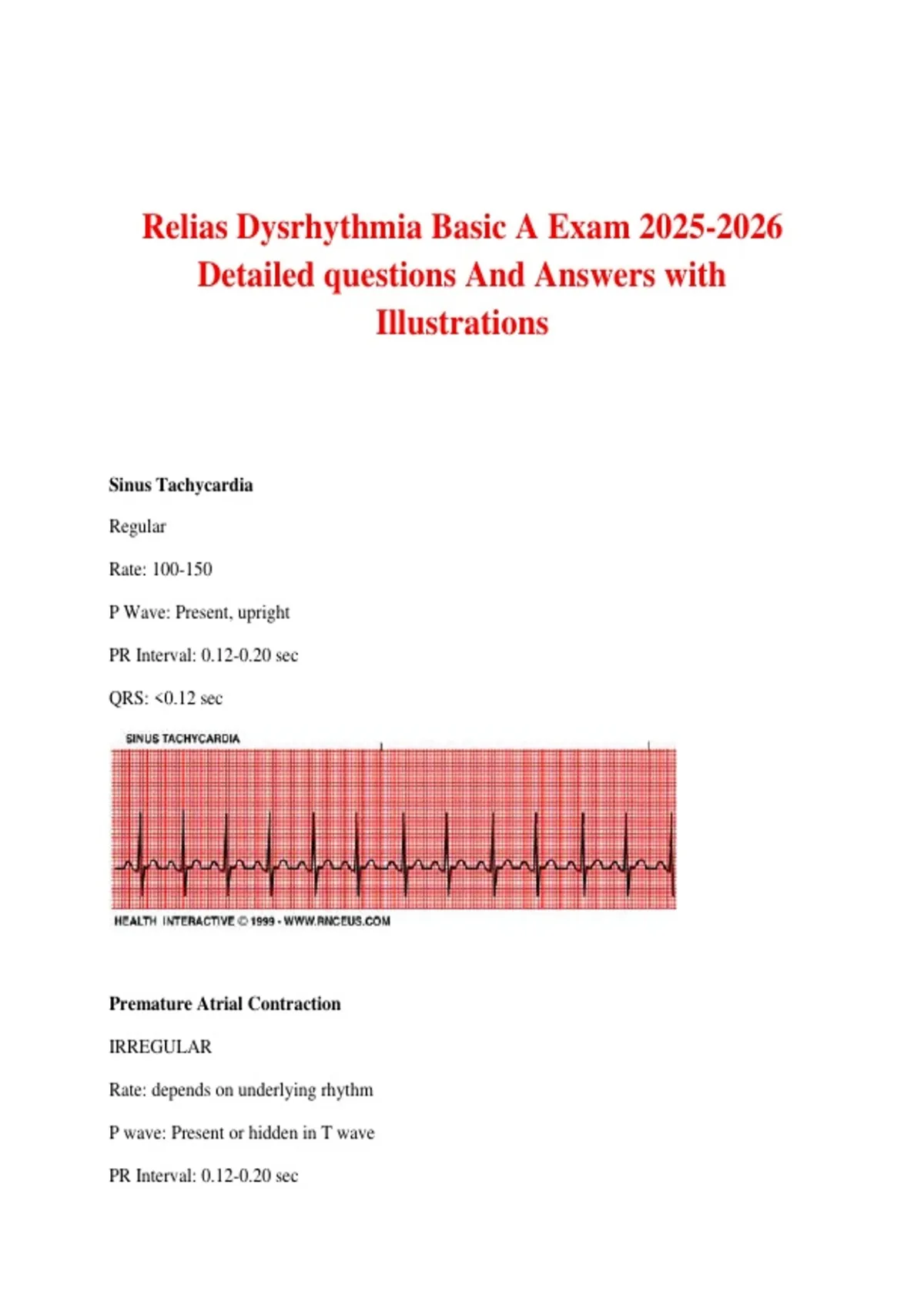 Relias Dysrhythmia Basic A Exam Detailed Questions and Answers with ...