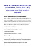 NR574 &sol; NR 574 Acute Care Practicum I Final Exam &lpar;Latest 2026&sol;2027&rpar; &ndash; Complete Review & Study Guide &vert; AGACNP Focus &vert; Clinical Competency Assessment
