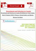 Recruitment and Selection in Canada&comma; 8th Edition by Victor Catano&comma; Rick D&period; Hackett&comma; Willi H&period; Wiesner&comma; Nicolas Roulin&comma; and Monica Belcourt-Test Bank