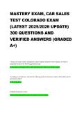 Mastery Exam Car Sales Test Colorado Latest 2025-2026 Update 300 Questions Package with Solution Complete Automotive Sales Certification Study Resource