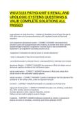 WGU D115 PATHO-UNIT 6 RENAL AND UROLOGIC SYSTEMS QUESTIONS & VALID COMPLETE SOLUTIONS ALL PASSED