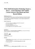 WGU D220 Information Technology Exam A&comma; B & C &ndash; Latest Questions with Verified Correct Answers&comma; Best