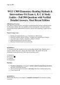WGU C909 Elementary Reading Methods & Interventions OA Exam A&comma; B&comma; C & Study Guides &ndash; Full 500 Questions with Verified Detailed Answers&comma; Most