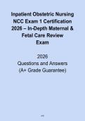 Inpatient Obstetric Nursing NCC Exam 1 Certification 2026 &vert; In-Depth Maternal & Fetal Review
