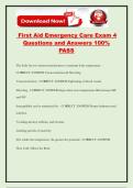 First Aid Emergency Care Exam 4 Questions and Answers 100&percnt; PASS