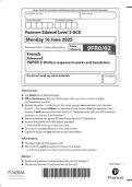 2025 Pearson Edexcel Level 3 GCE French Advanced PAPER 2&colon; Written response to works and translation Combined Question Paper & Final Marking Scheme