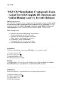 WGU C839 Introductory Cryptography Exam &ndash; Actual Test with Complete 200 Questions and Verified ANSWERS