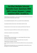Certified Multiple Sclerosis Specialist Exam Questions With 100&percnt; Correct Answers &vert; Latest Updated 2026 &vert; Graded A&plus;
