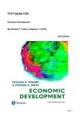 Test Bank - Economic Development 13th Edition By Michael Todaro &vert;All Chapters 1-15 Covered&vert; Latest 2026