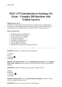 WGU C273 Introduction to Sociology OA Exam &ndash; Complete 200 Questions with Verified Answers&period;pdf