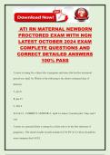 ATI RN MATERNAL NEWBORN PROCTORED EXAM WITH NGN LATEST OCTOBER 2024 EXAM COMPLETE QUESTIONS AND CORRECT DETAILED ANSWERS 100&percnt; PASS