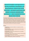 Research Paradigms and Approaches in Nursing - NURSING RESEARCH EXAM STUDY GUIDE 2025&sol;2026 ACCURATE QUESTIONS AND CORRECT DETAILED ANSWERS WITH RATIONALES &vert;&vert; 100&percnt; GUARANTEED PASS <BRAND NEW VERSION>
