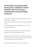 NR 442 Week 3 Community Health Nursing Exam 1 2026&sol;2027 &vert; Practice Questions with Correct Answer &vert; Comprehensive Community Health Assessment