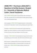 UNMC PPC 1 Final Exam &lpar;2026&sol;2027&rpar; &vert; Questions & Verified Answers &vert; Graded A&plus; &vert; University of Nebraska Medical Center &vert; Nurse Practitioner