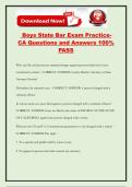 Boys State Bar Exam Practice- CA Questions and Answers 100&percnt; PASS