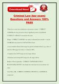 Criminal Law &lpar;bar exam&rpar; Questions and Answers 100&percnt; PASS