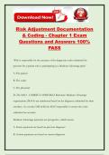 Risk Adjustment Documentation & Coding - Chapter 1 Exam Questions and Answers 100&percnt; PASS