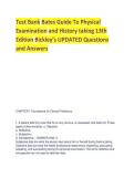 Test Bank Bates Guide To Physical Examination and History taking 13th Edition Bickley&rsquo;s UPDATED Questions and Answers 
