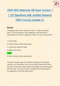 2026 HESI Maternity OB Exam Version 1 &vert; 125 Questions with verified Answers&vert; 100&percnt; Correct&vert; Graded A&plus;