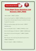 Trivia Night Exam Questions and Answers 100&percnt; PASS