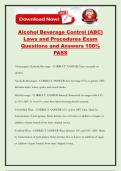 Alcohol Beverage Control &lpar;ABC&rpar; Laws and Procedures Exam Questions and Answers 100&percnt; PASS