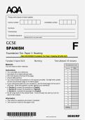 AQA GCSE SPANISH Foundation Tier Paper 3 Reading QP JUNE 2025