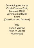 Gerontological Nurse 2026 Crash Course &ndash; Fast & Focused ANCC Certification Review PDF