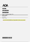 AQA GCSE SPANISH 8698&sol;RH Paper 3 Reading Higher Tier Mark scheme June 2025 