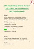 2026 HESI Maternity OB Exam Version 2 &vert; 50 Questions with verified Answers&vert; 100&percnt; Correct&vert; Graded A&plus;
