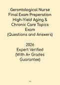 Gerontological Nurse 2026 Final Exam Prep&colon; High-Yield Aging & Chronic Care Topics PDF