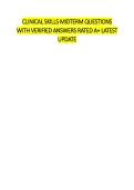 Clinical Skills Midterm Questions with Verified Answers Rated A&plus; Latest 2025&sol;2026 Update Package with Solution Complete Nursing Practical Skills Study Resource