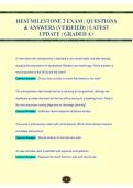 HESI Milestone 2 Exam Questions and Answers Verified Latest 2025&sol;2026 Graded Package with Solution Complete Nursing Study Resource