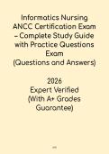 Informatics Nursing 2026 ANCC Certification Exam&colon; Complete Study Guide with Practice PDF
