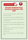 Bartender Studyguide Exam Questions and Answers 100&percnt; PASS