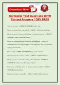 Bartender Test Questions WITH Correct Answers 100&percnt; PASS