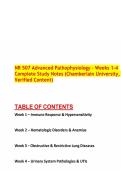 NR 507 Advanced Pathophysiology &ndash; Weeks 1&ndash;4 Complete Study Notes &lpar;Chamberlain University&comma; Verified Content&rpar;