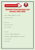 Bartender Exam Questions and Answers 100&percnt; PASS
