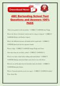ABC Bartending School Test Questions and Answers 100&percnt; PASS
