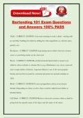 Bartending 101 Exam Questions and Answers 100&percnt; PASS