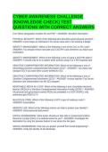 CYBER AWARENESS CHALLENGE &lpar;KNOWLEDGE CHECK&rpar; TEST QUESTIONS WITH CORRECT ANSWERS