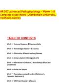 NR 507 Advanced Pathophysiology &ndash; Weeks 1&ndash;8 Complete Study Notes &lpar;Chamberlain University&comma; Verified Content&rpar;