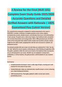 A Review for the Final - NURSING EXAM STUDY GUIDE 2026-2027 ACCURATE QUESTIONS AND CORRECT DETAILED ANSWERS WITH RATIONALES &vert;&vert; 100&percnt; GUARANTEED PASS <BRAND NEW VERSION>