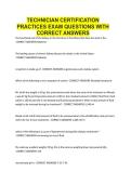 TECHNICIAN CERTIFICATION PRACTICES EXAM QUESTIONS WITH CORRECT ANSWERS
