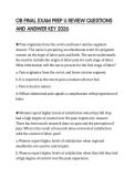 OB FINAL EXAM PREP U REVIEW QUESTIONS AND ANSWER KEY 2026
