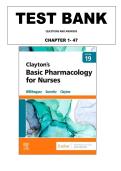 TESTBANK FOR Clayton's Basic Pharmacology for Nurses 19th Edition ALL CHAPTERS COVERED