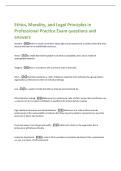 Ethics&comma; Morality&comma; and Legal Principles in  Professional Practice Exam questions and  answers 