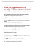Ethical&comma; legal and professional issues in  counseling - CH 1 Exam questions and answers 