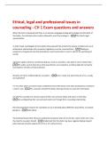 Ethical&comma; legal and professional issues in  counseling - CH 1 Exam questions and answers 