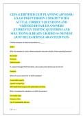 CEPA &lpar;CERTIFIED EXIT PLANNING ADVISOR&rpar;  EXAM PREP VERSION 2 2026&sol;2027 WITH  ACTUAL CORRECT QUESTIONS AND  VERIFIED DETAILED ANSWERS  &vert;CURRENTLY TESTING QUESTIONS AND  SOLUTIONS&vert;ALREADY GRADED A&plus;&vert;NEWEST  &vert;JUST RELEASED&excl;&excl;&vert;GUARANTEED PASS